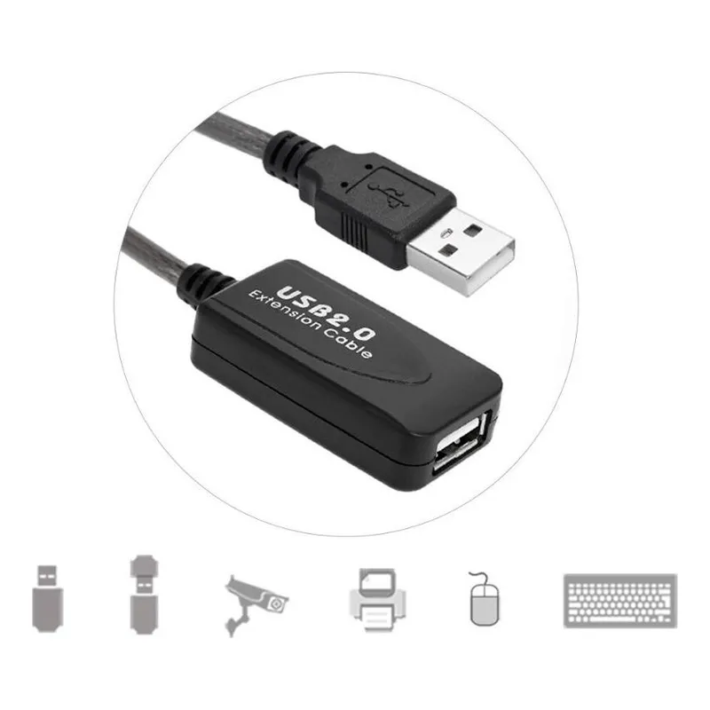 GENERICO - Cable USB Extensión Blindado 10m Sin Pérdida de Señal