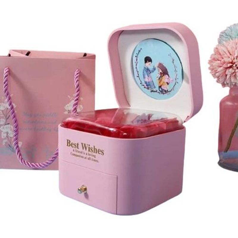 GENERICO - Organizador de Joyas Estilo Floral en Rosado y Azul