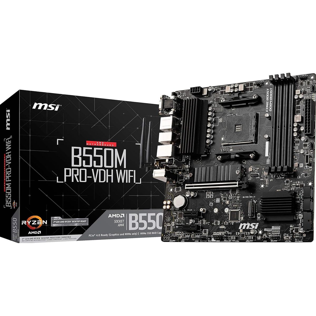 MSI - M/B AM4 (AMD) - MSI B550M PRO-VDH WIFI - 4x DDR4 - Micro ATX
