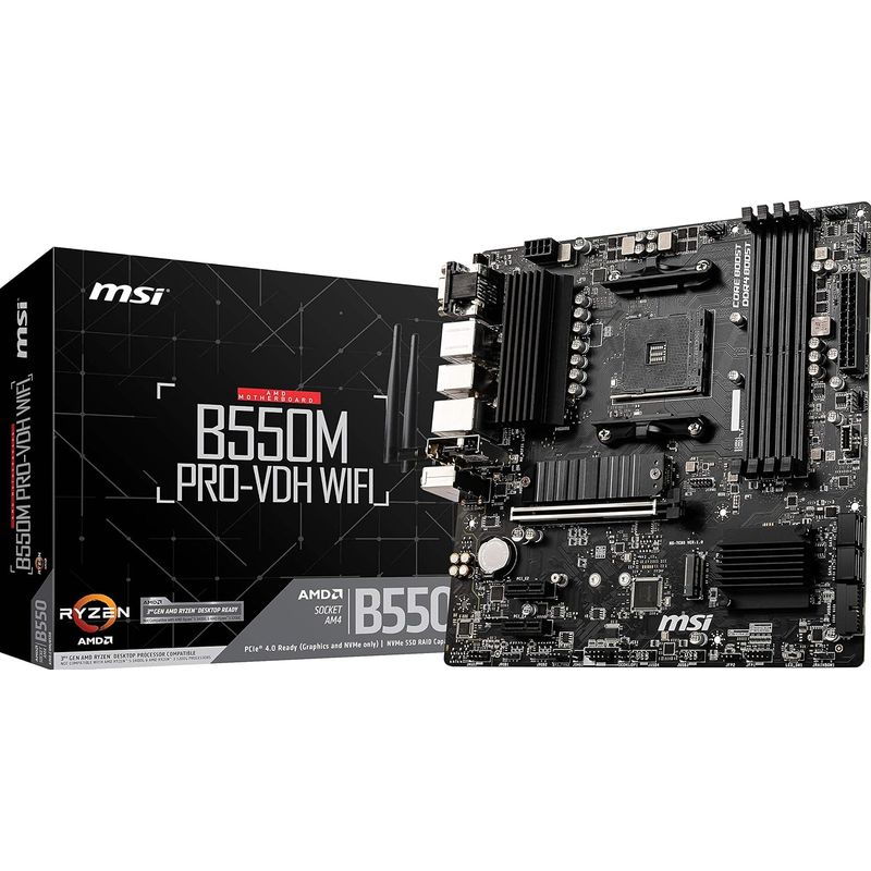 MSI - M/B AM4 (AMD) - MSI B550M PRO-VDH WIFI - 4x DDR4 - Micro ATX