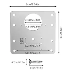 GENERICO - Placas Reparación Acero Inoxidable para Bisagras Muebles