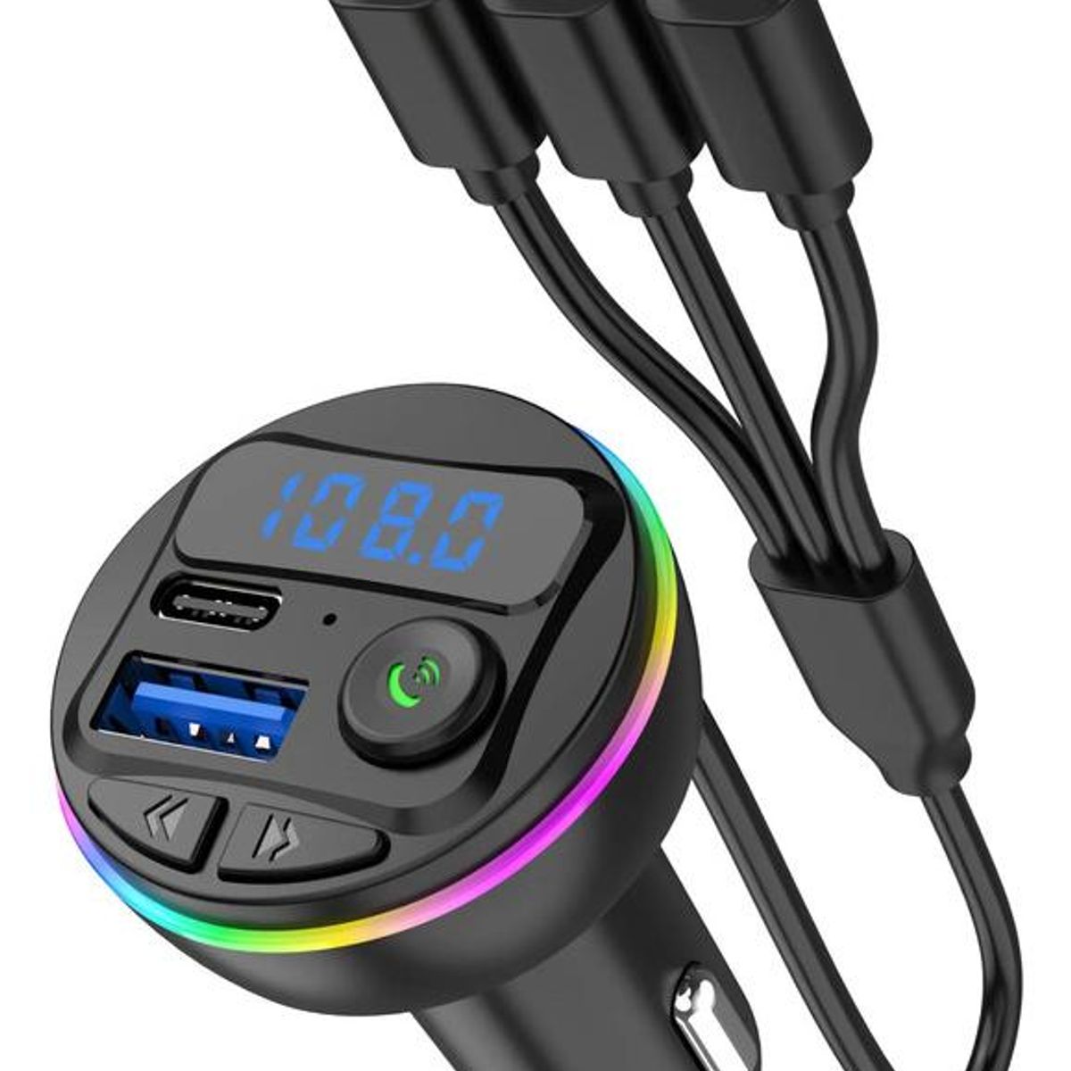 GENERICO - Transmisor Bluetooth Manos Libres con Luz y Carga Rápida