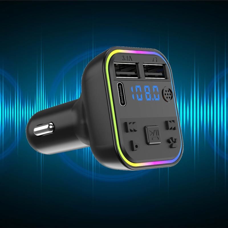 GENERICO - Transmisores FM Bluetooth con luces y carga rápida USB