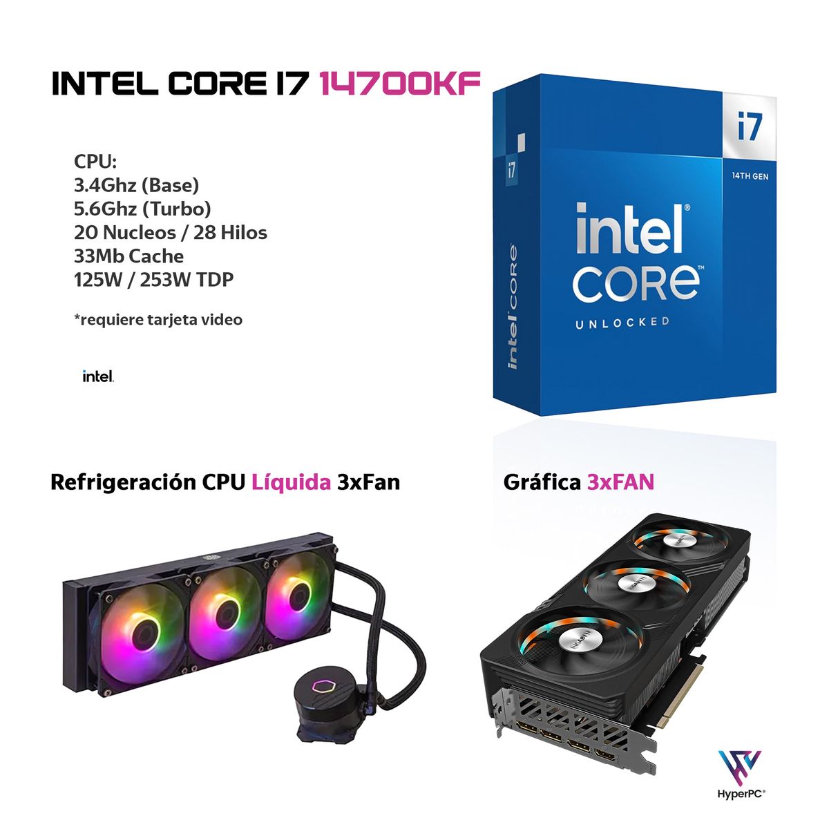 HYPERPC - PC GAMER INTEL CORE i7 14700K 32Gb DDR5 2Tb RX9060 XT 16GB