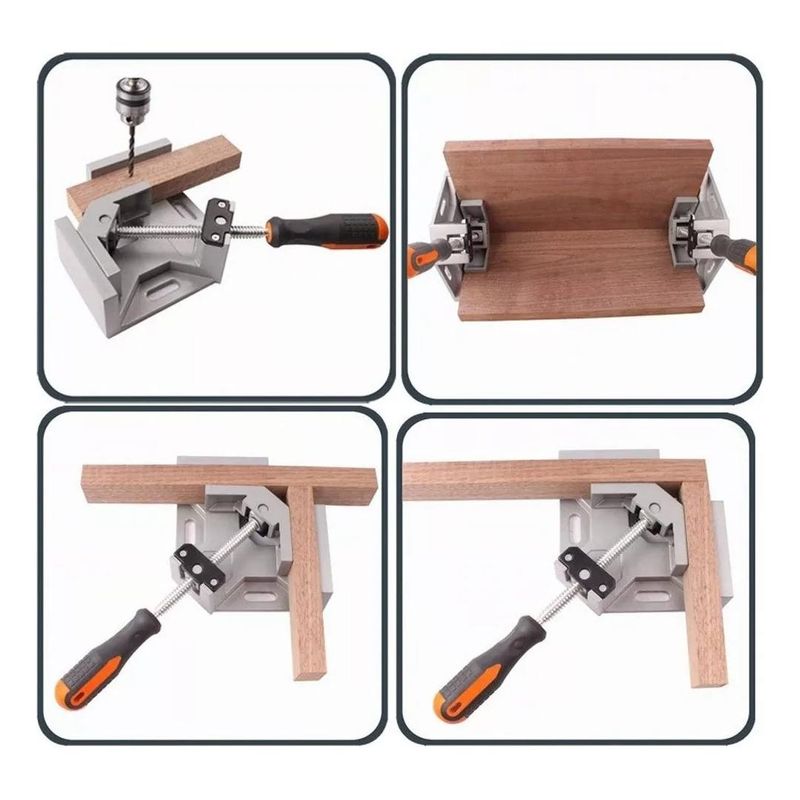 GENERICO - Pack de 4 Abrazaderas de Ángulo Recto para Madera y Metal
