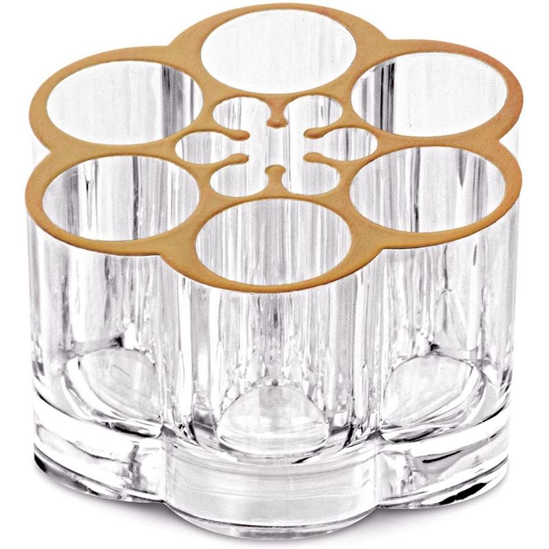 GENERICO - Organizador Floral de Maquillaje con Espejo Rosa Brillante