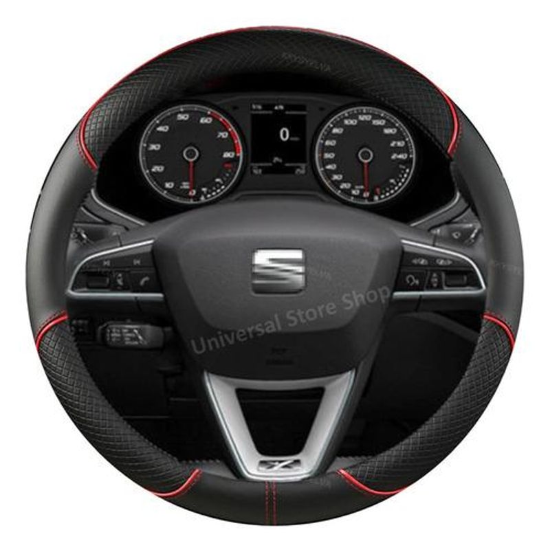 GENERICO - Funda de Eco Cuero Antideslizante para Volante Tipo O Rojo