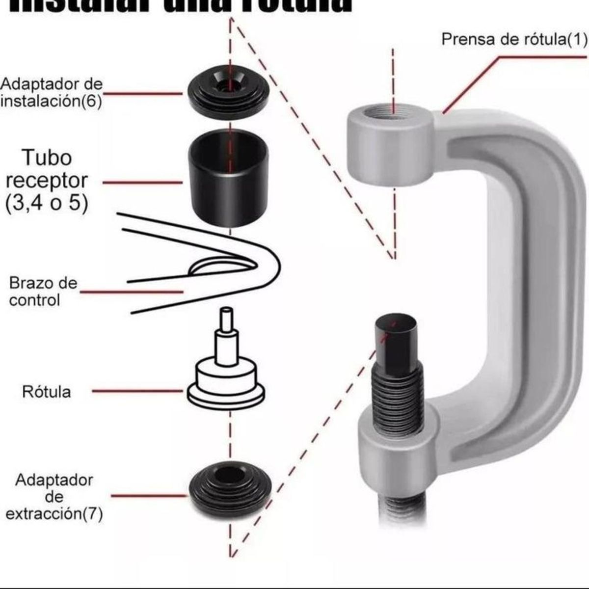 GENERICO - Extractor Universal de Rótulas 4 en 1 con Prensa Tipo C