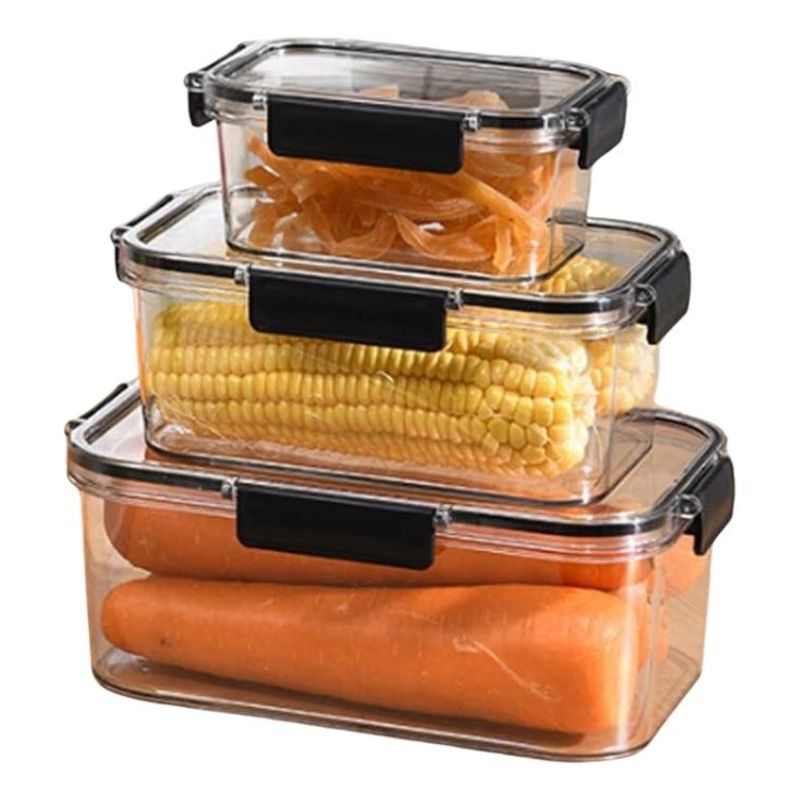 GENERICO - Set de 3 Recipientes Rectangulares Herméticos para Alimentos