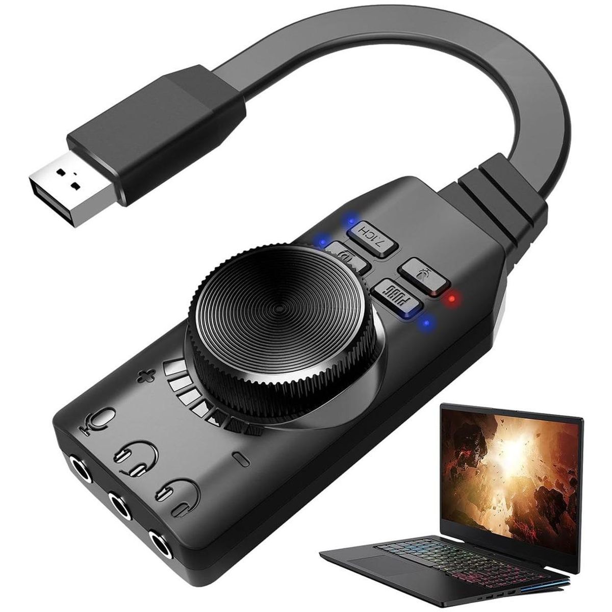 GENERICO - Tarjeta de Sonido USB 20 Externa 71 para Gamer