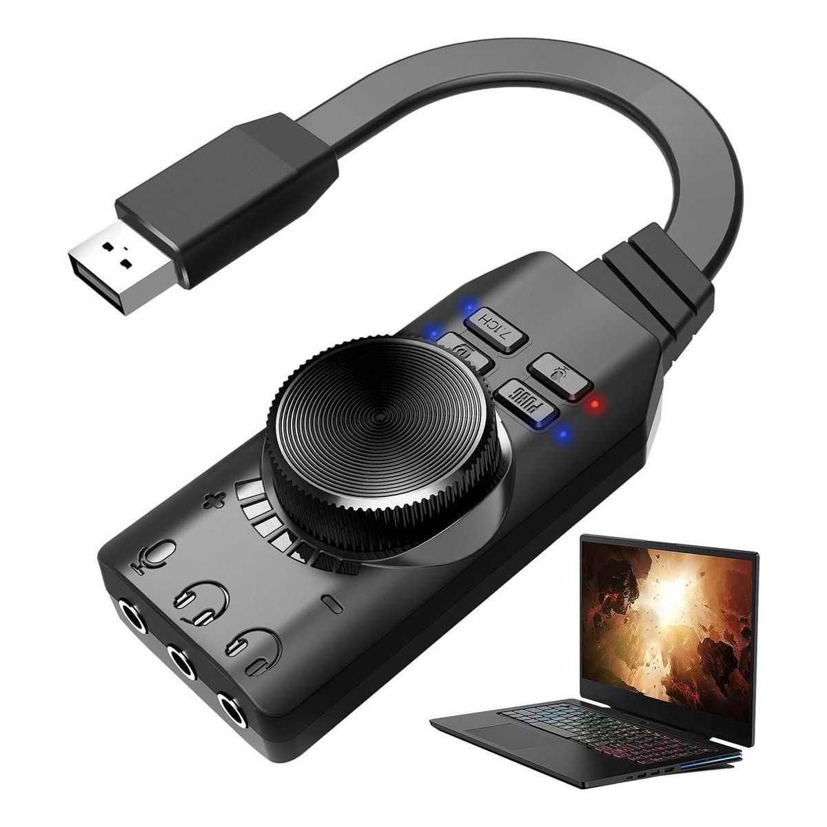 GENERICO - Tarjeta de Sonido USB 20 Externa 71 para Gamer
