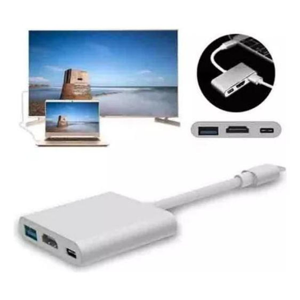 GENERICO - Adaptador USB-C a HDMI 4K con puerto USB 30 integrado