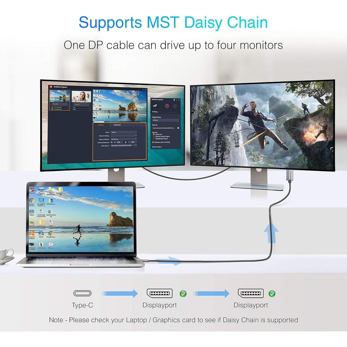 GENERICO - Cable USB-C a DisplayPort 4K 18m para Oficina y Hogar