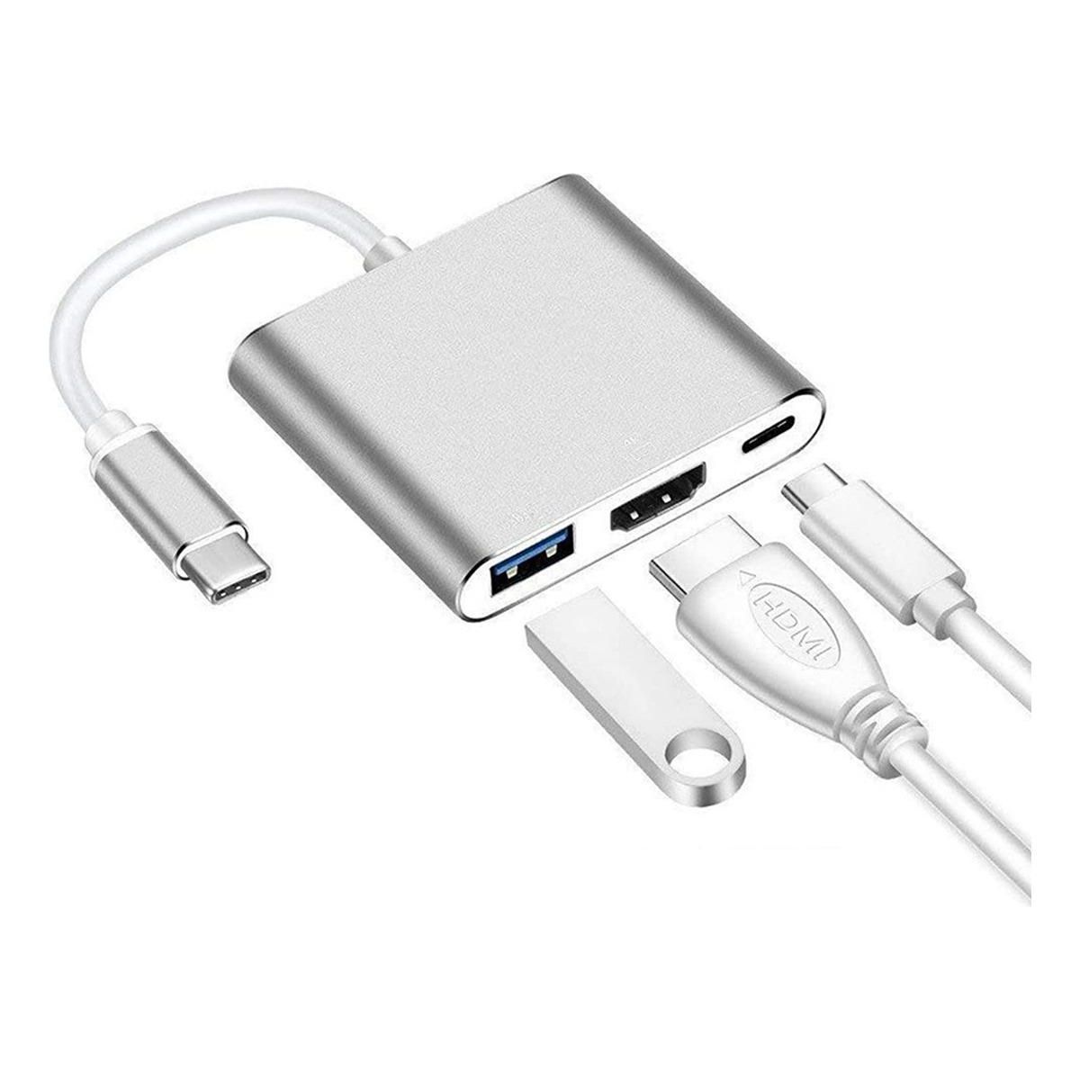 GENERICO - Adaptador 3 en 1 USB-C a HDMI 4K PD y USB 30