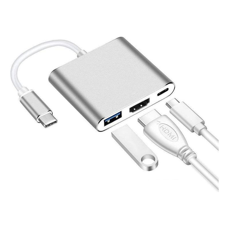 GENERICO - Adaptador 3 en 1 USB-C a HDMI 4K PD y USB 30