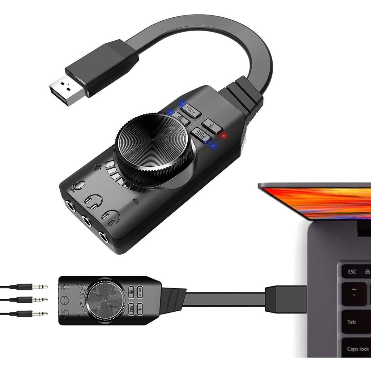 GENERICO - Adaptador de Sonido USB 71 con Conectores para Gamer