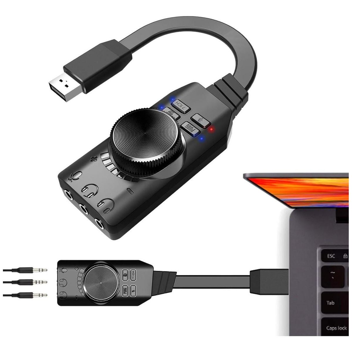 GENERICO - Adaptador de Sonido USB 71 con Conectores para Gamer