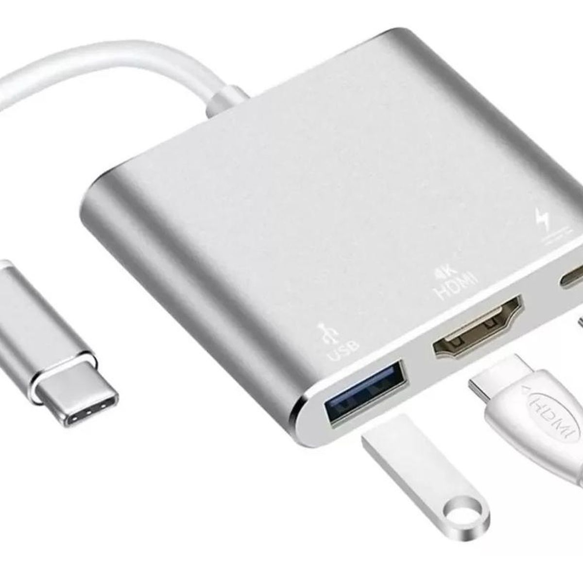 GENERICO - Adaptador 3 en 1 USB-C a HDMI 4K y USB 30 para dispositivos