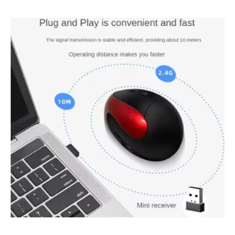 GENERICO - Mouse Ergonómico Inalámbrico Vertical 6 Botones Óptico