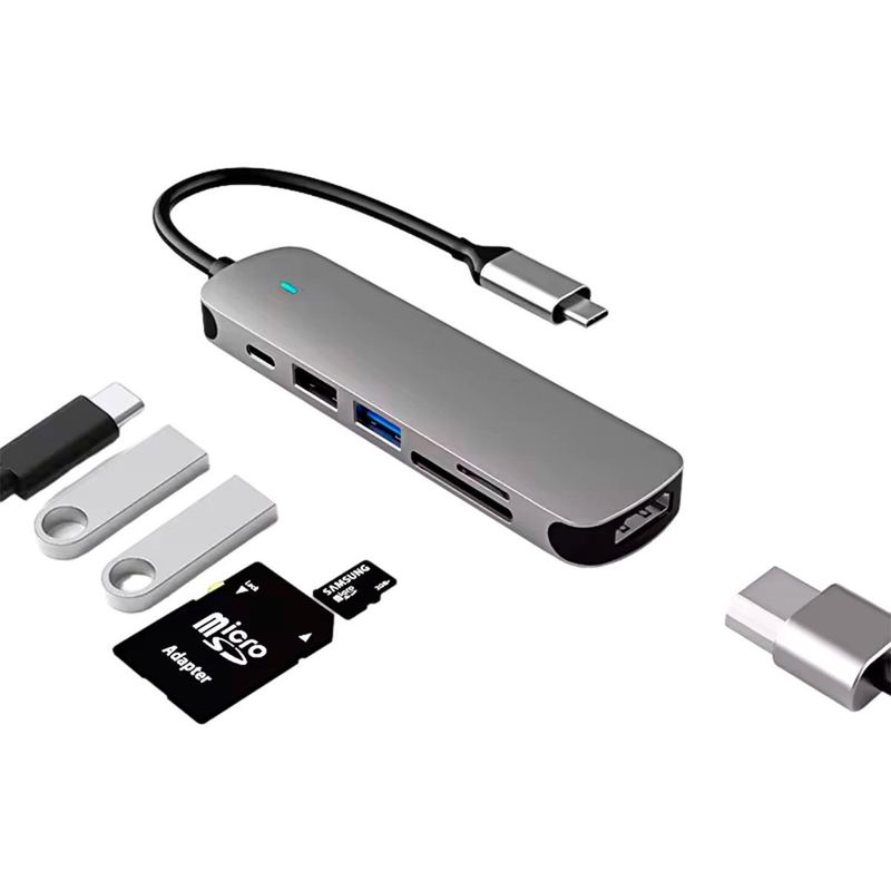GENERICO - Hub 6 en 1 USB Tipo C Conexiones multidimensionales
