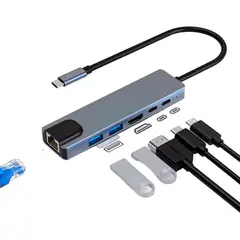 GENERICO - Hub USB Tipo C 6 en 1 Conexión Rápida y Carga Eficiente