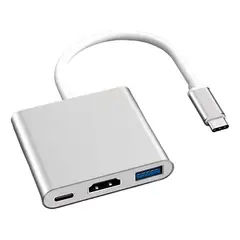 GENERICO - Adaptador 3 en 1 USB-C a HDMI y USB 30 para Mac y PC