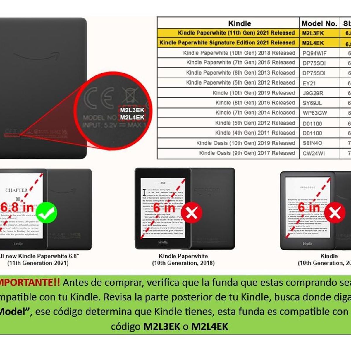 GENERICO - Funda de Proteccion con Agarre para Kindle 68 11° Gen