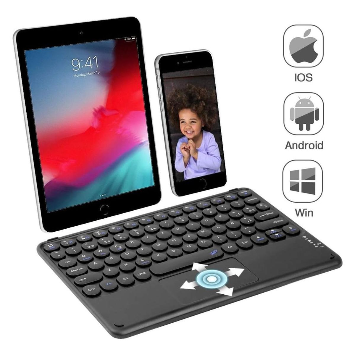 GENERICO - Teclado Bluetooth Español con Touchpad para Tablets y PC