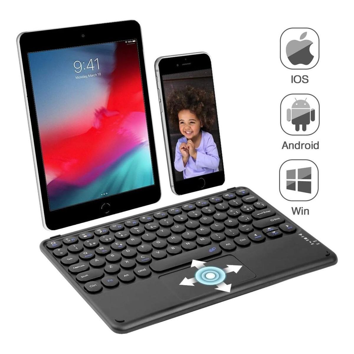GENERICO - Teclado Bluetooth Español con Touchpad para Tablets y PC