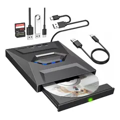 GENERICO - Lector DVD y Grabador CD Externo USB y Type-C Compacto