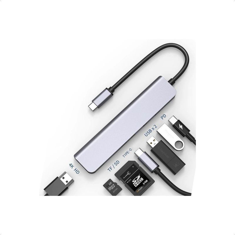 GENERICO - Adaptador USB Tipo C 7 Puertos para Mac y Windows