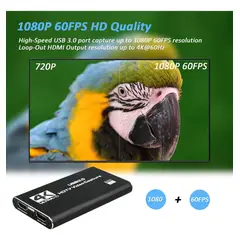 GENERICO - Capturadora de Video HDMI 4K Ultra con Audio y Micrófono