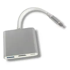GENERICO - Hub Adapter 3 en 1 Tipo C HDMI USB y Carga Rápida