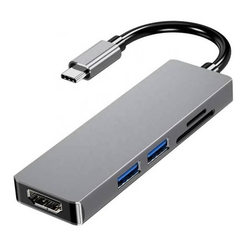 GENERICO - HUB USB Tipo C 5 en 1 con HDMI 4K y lector de tarjetas