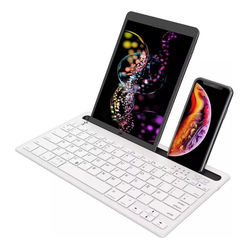 GENERICO - Teclado Inalámbrico Compacto QWERTY con Retroiluminación Blanca