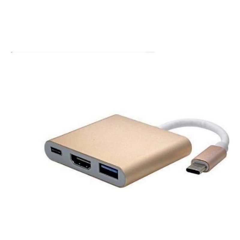GENERICO - Adaptador 3 en 1 Tipo C Datos Rápidos y Conexiones 4K