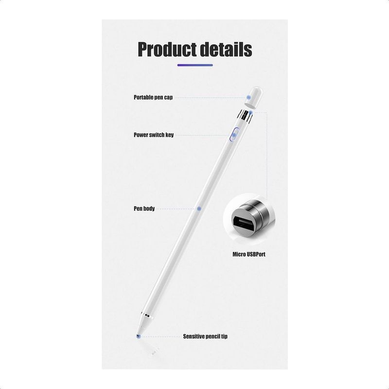 GENERICO - Lápiz Stylus Capacitivo 2 en 1 para Móviles y Tablets