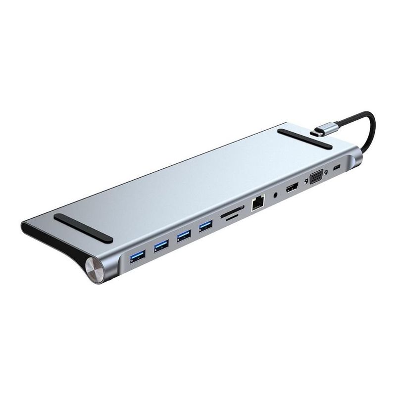 GENERICO - Hub 11 en 1 USB-C con HDMI VGA LAN y lector de tarjetas
