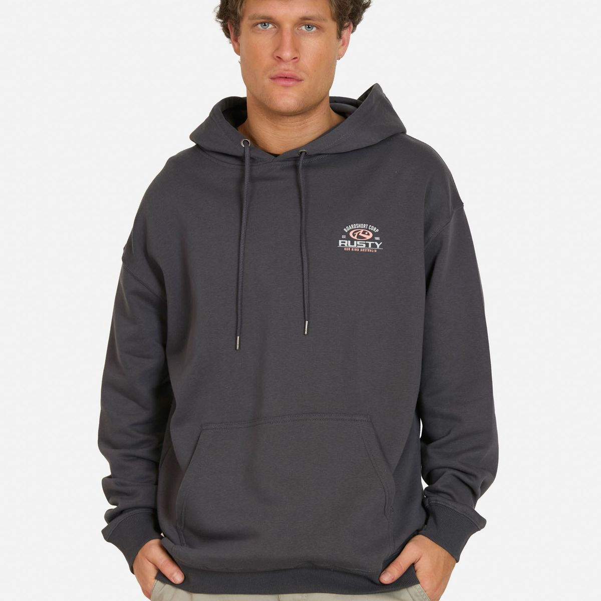 RUSTY - Poleron Canguro Beach Gris Hombre Rusty - Gris