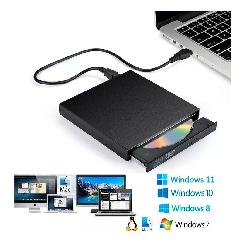GENERICO - Grabador Externo USB 20 para DVD y CD portátil y práctico
