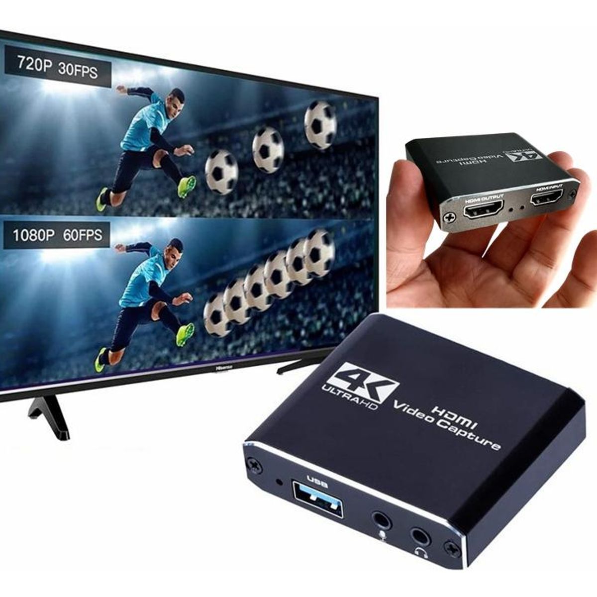 GENERICO - Capturadora HDMI Compacta 4K con Audio y 60FPS USB 30