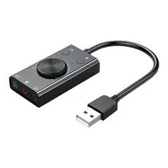 GENERICO - Tarjeta de Sonido USB 2 en 1 para Micrófono y Auriculares