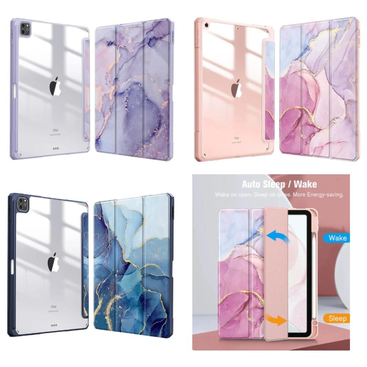 GENERICO - Funda Clear Smart Cover Mármol para iPad Air 11 M2 2024