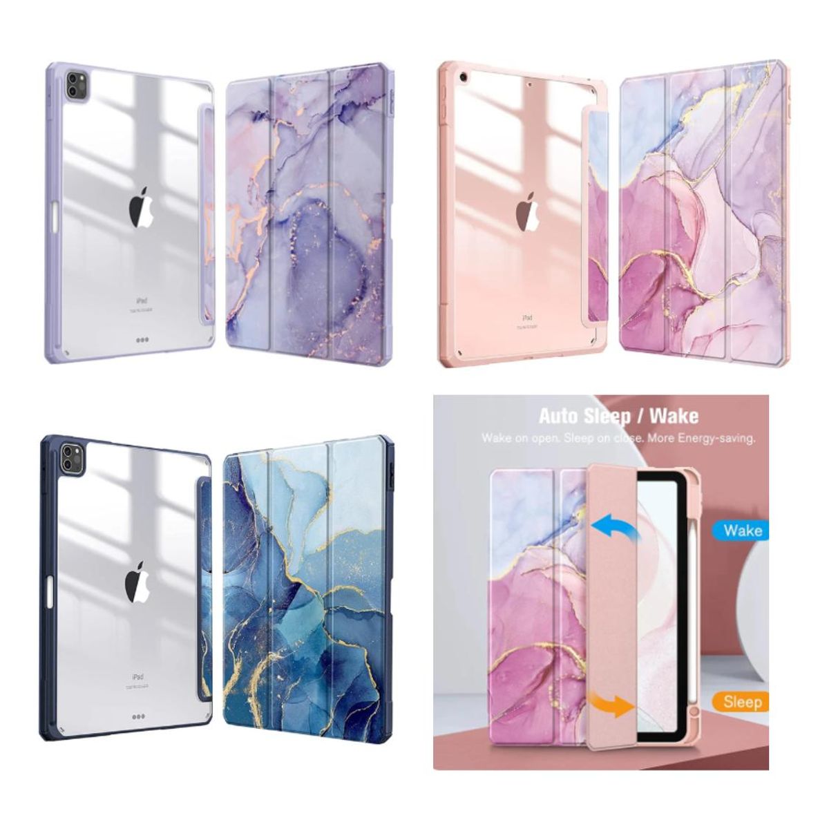 GENERICO - Funda Clear Smart Cover Mármol para iPad Air 11 M2 2024