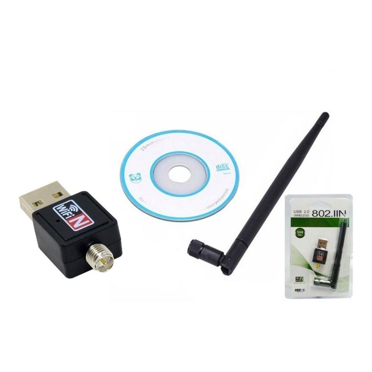 GENERICO - Pack de 10 Antenas WiFi USB Mini 300 Mbps para Conexión Continua