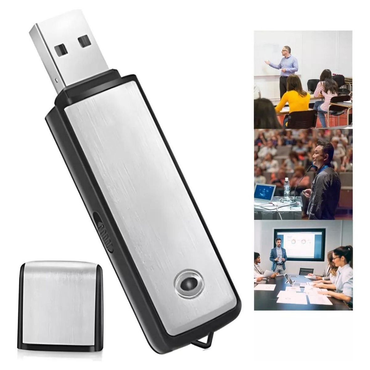 GENERICO - Grabadora de Voz Portátil 2 en 1 con 16GB de Memoria