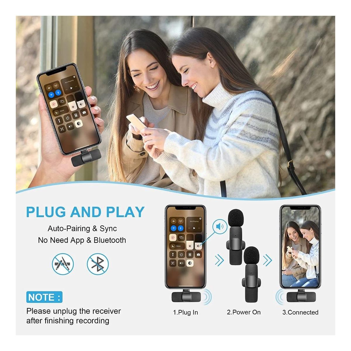 GENERICO - Micrófonos Inalámbricos Lavalier Tipo C para Grabación Clara