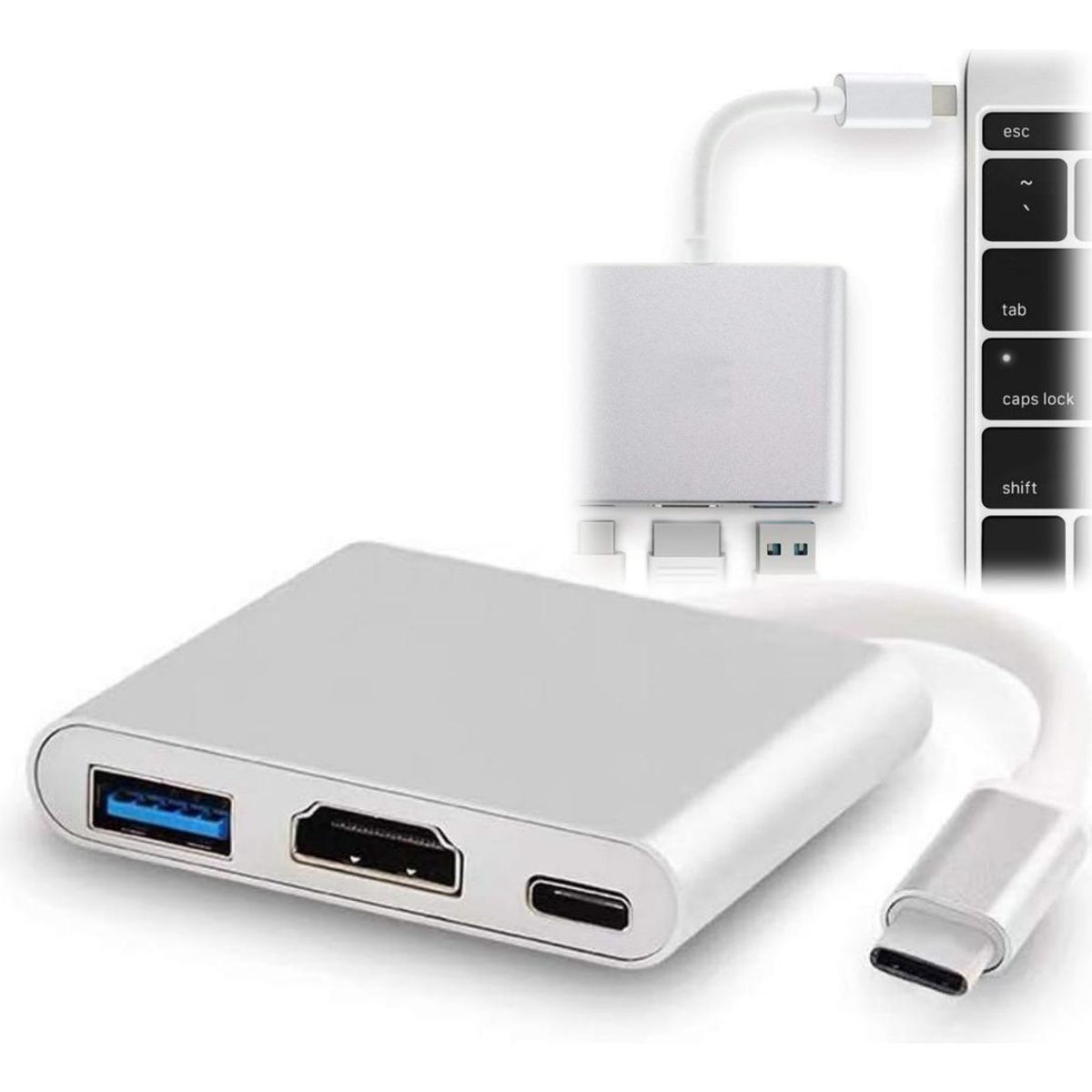 GENERICO - Adaptador 3 en 1 USB-C a HDMI 4K con Carga y USB 30