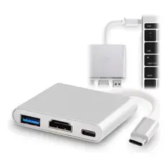GENERICO - Adaptador 3 en 1 USB-C a HDMI 4K con Carga y USB 30