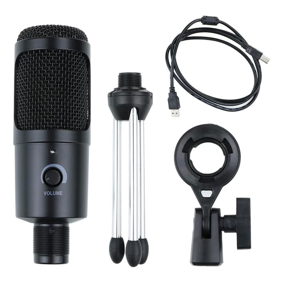 GENERICO - Micrófono USB de Condensador con Soporte Omnidireccional